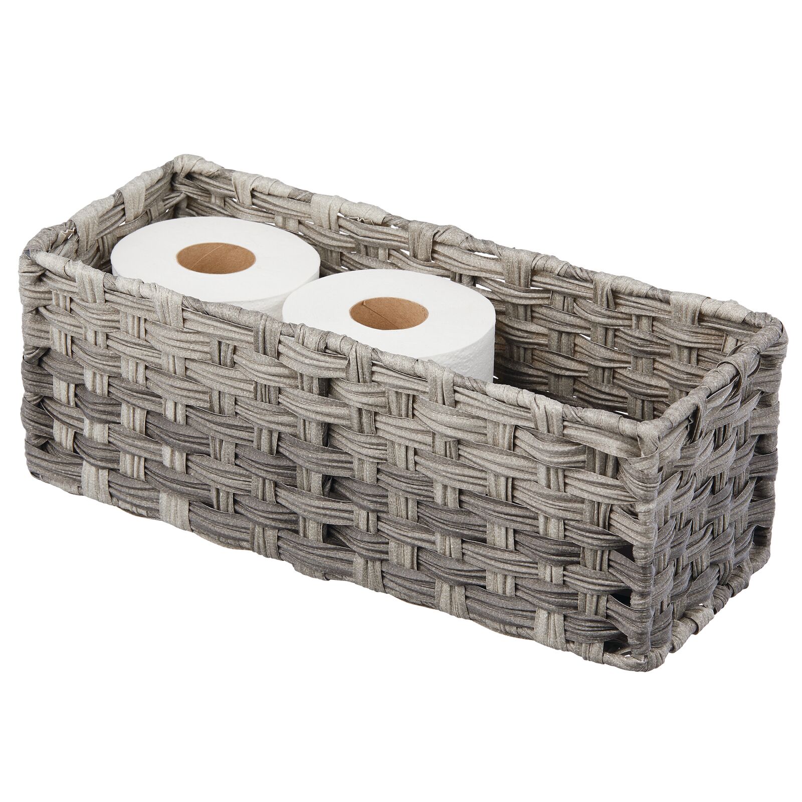 mDesign Small Woven Toilet Tank Bathroom Storage Basket Gray Ombre