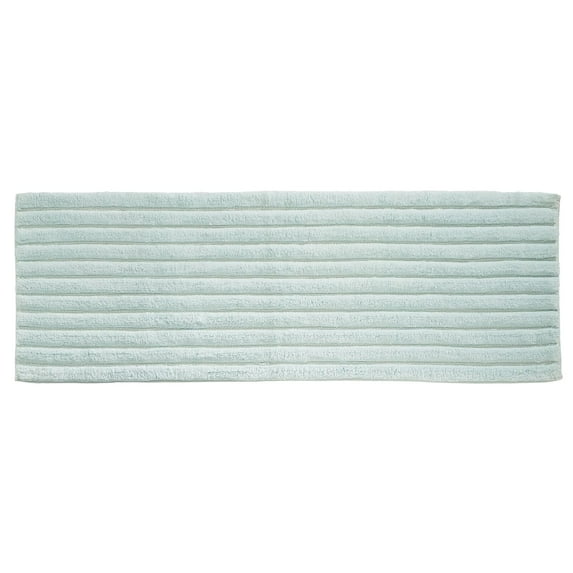 mDesign Soft 100% Cotton X-Long Accent Rug Mat/Runner, Ribbed, 60" x 21" - Water