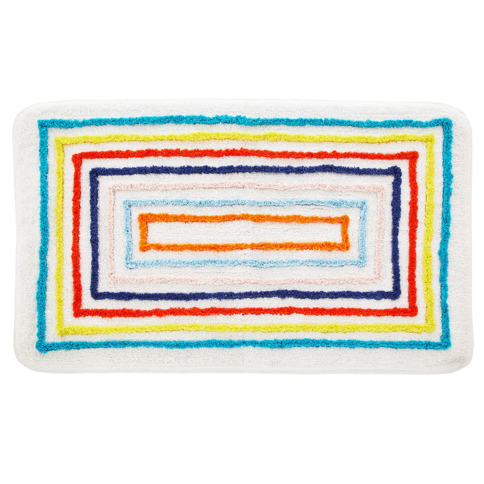mDesign Soft Cotton Spa Bathroom Rug, Decorative Stripes Design ...