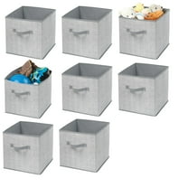 mDesign Soft Fabric Nursery Organizer Bin with Front Handle, 8 Pack - Gray