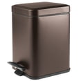 thumbnail image 1 of mDesign Square Metal 1.5 Gallon Step Trash Can with Lid/Liner Bucket - Bronze, 1 of 6