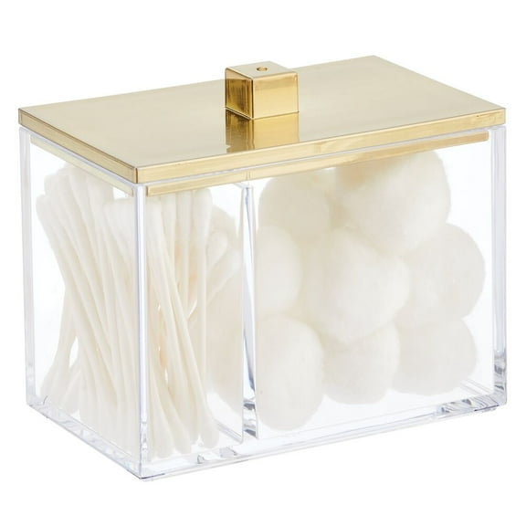 mDesign Square Storage Apothecary Jar for Bathroom - Clear/Soft Brass