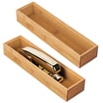 thumbnail image 1 of mDesign Stackable 12" Long Office Bamboo Drawer Organizer - 2 Pack, Natural Wood, 1 of 8