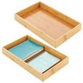thumbnail image 1 of mDesign Stackable 15" Long Office Bamboo Drawer Organizer, 2 Pack, Natural Wood, 1 of 8