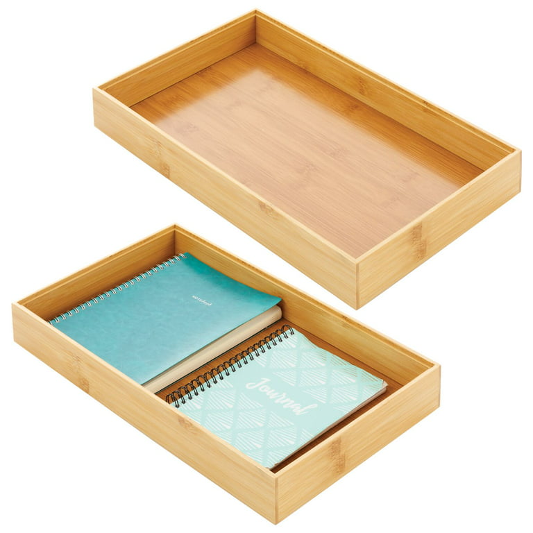 mDesign Bamboo Drawer Organizer Tray for Office