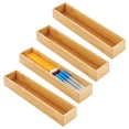 thumbnail image 1 of mDesign Stackable 15" Long Office Bamboo Drawer Organizer, 4 Pack, Natural Wood, 1 of 8