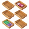 thumbnail image 1 of mDesign Stackable 9" Long Office Bamboo Drawer Organizer - 6 Pack, Natural Wood, 1 of 8