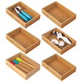 thumbnail image 1 of mDesign Stackable 9" Long Wooden Bamboo Drawer Organizer - 6 Pack - Natural Wood, 1 of 9