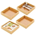 thumbnail image 1 of mDesign Stackable 9" Square Wooden Bamboo Drawer Organizer, 4 Pack, Natural Wood, 1 of 8