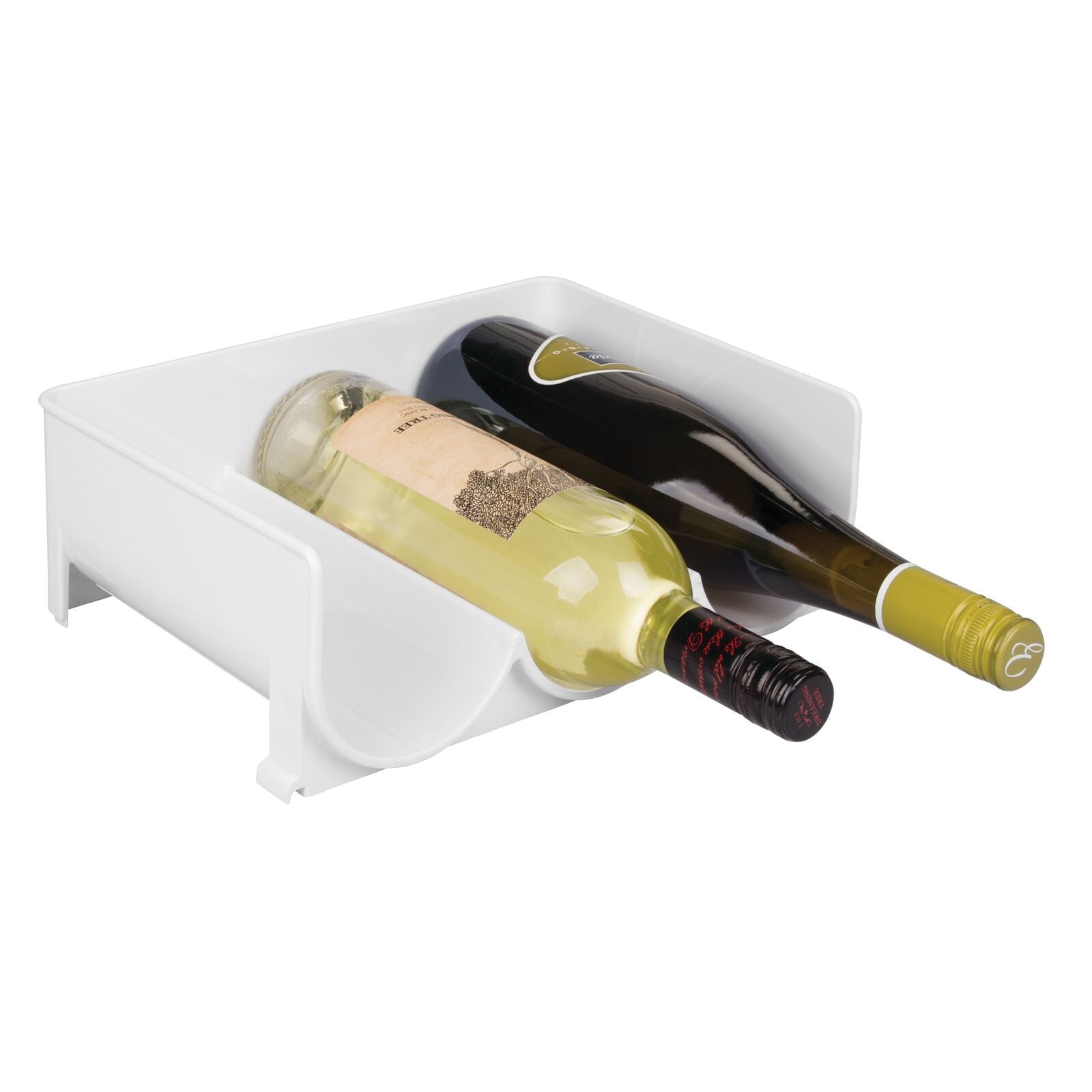 White Stackable Plastic 3-Bottle Refrigerator Wine Rack