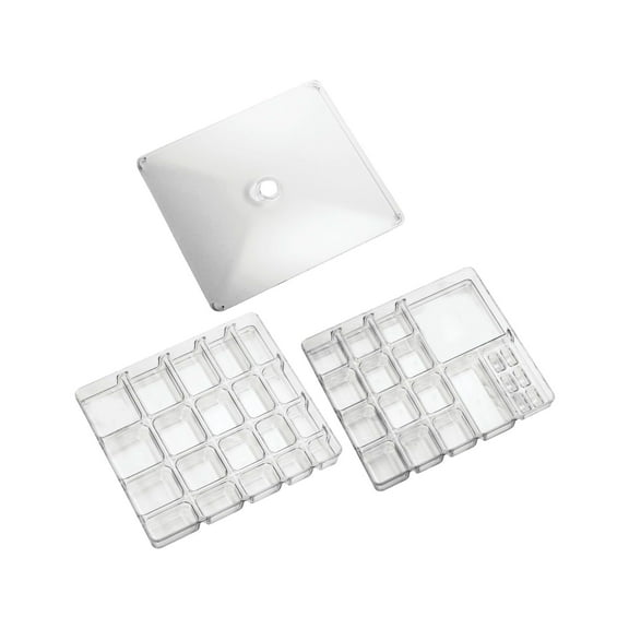 mDesign Stackable Plastic Storage Jewelry Box - 2 Organizer Trays with Lid for Drawer, Dresser, Vanity - Holds Necklaces, Bracelets, Bangles, Rings, Earrings - 3 Pieces - Clear