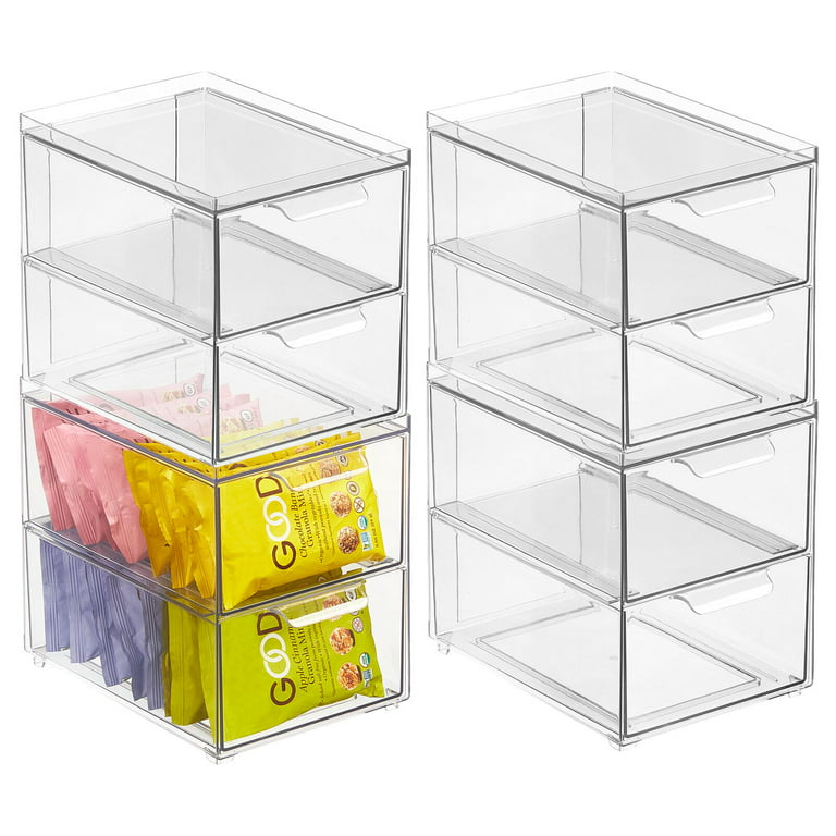 MDesign Stacking Plastic Storage Kitchen Bin - 2 Pull-Out Drawers