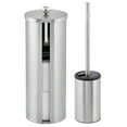 thumbnail image 1 of mDesign Stainless Bowl Brush/Toilet Paper Bathroom Holder Stand, Brushed Steel, 1 of 8