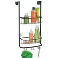 thumbnail image 1 of mDesign Stainless Steel 2-Tier Bath/Shower Over Door Caddy, Hooks - Matte Black, 1 of 6