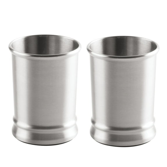 mDesign Stainless Steel Bathroom Cup, Toothbrush Holder, 2 Pack, Brushed/Chrome