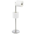 thumbnail image 1 of mDesign Stainless Steel Free-Standing Modern Toilet Paper Holder, Brushed/Chrome, 1 of 8