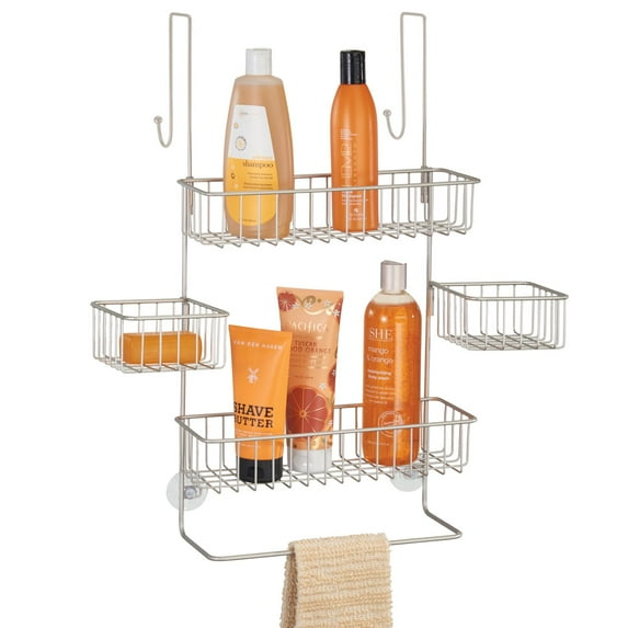 mDesign Steel Bathroom Shower Caddy Hanging Rack Storage Organizer, Matte Satin