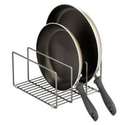 mDesign Steel Cookware Storage Organizer Rack for Kitchen Cabinet, Graphite Gray