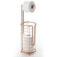 thumbnail image 1 of mDesign Steel Free Standing Toilet Paper Holder Stand and Dispenser - Rose Gold, 1 of 7