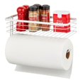 thumbnail image 1 of mDesign Steel Horizontal Wall Mounted Paper Towel Holder with Basket - White, 1 of 6