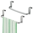 thumbnail image 1 of mDesign Steel Metal Over Cabinet Towel Rack Storage Organizer, 2 Pack, Silver, 1 of 9
