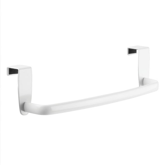 mDesign Steel Metal Over Cabinet Towel Rack Storage Organizer Bar - White