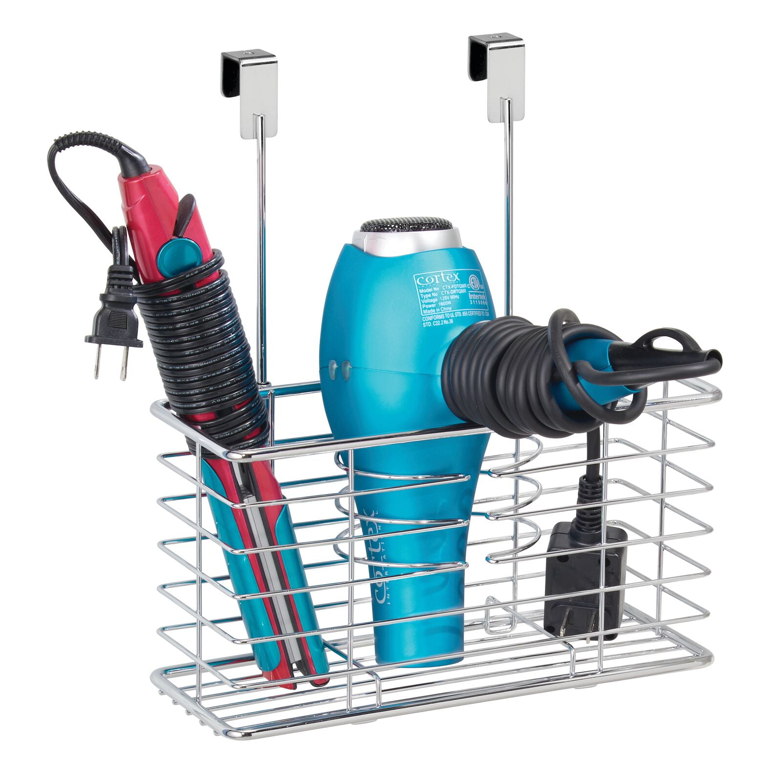 mDesign Steel Over Hair Dryer Storage Organizer Holder