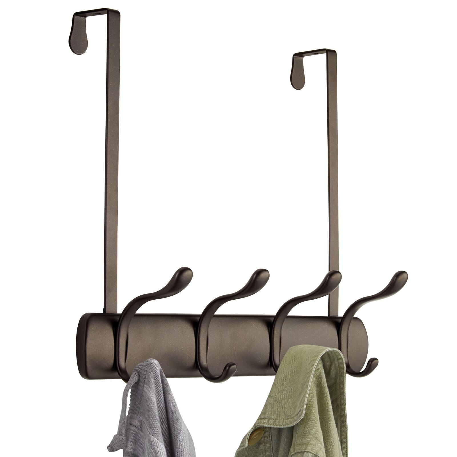 mDesign Steel Over Door Closet Organizer Hanger Rack with 8 Hooks, Bronze