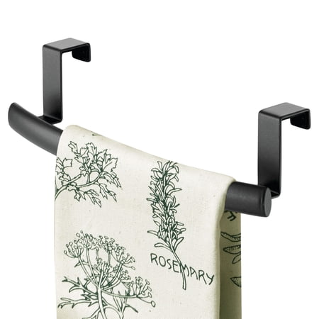 mDesign Steel Over Door Curved Towel Bar Storage Hanger Rack - Black