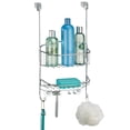 thumbnail image 1 of mDesign Steel Over Door Hanging Shower Caddy Storage Organizer - Chrome/White, 1 of 7