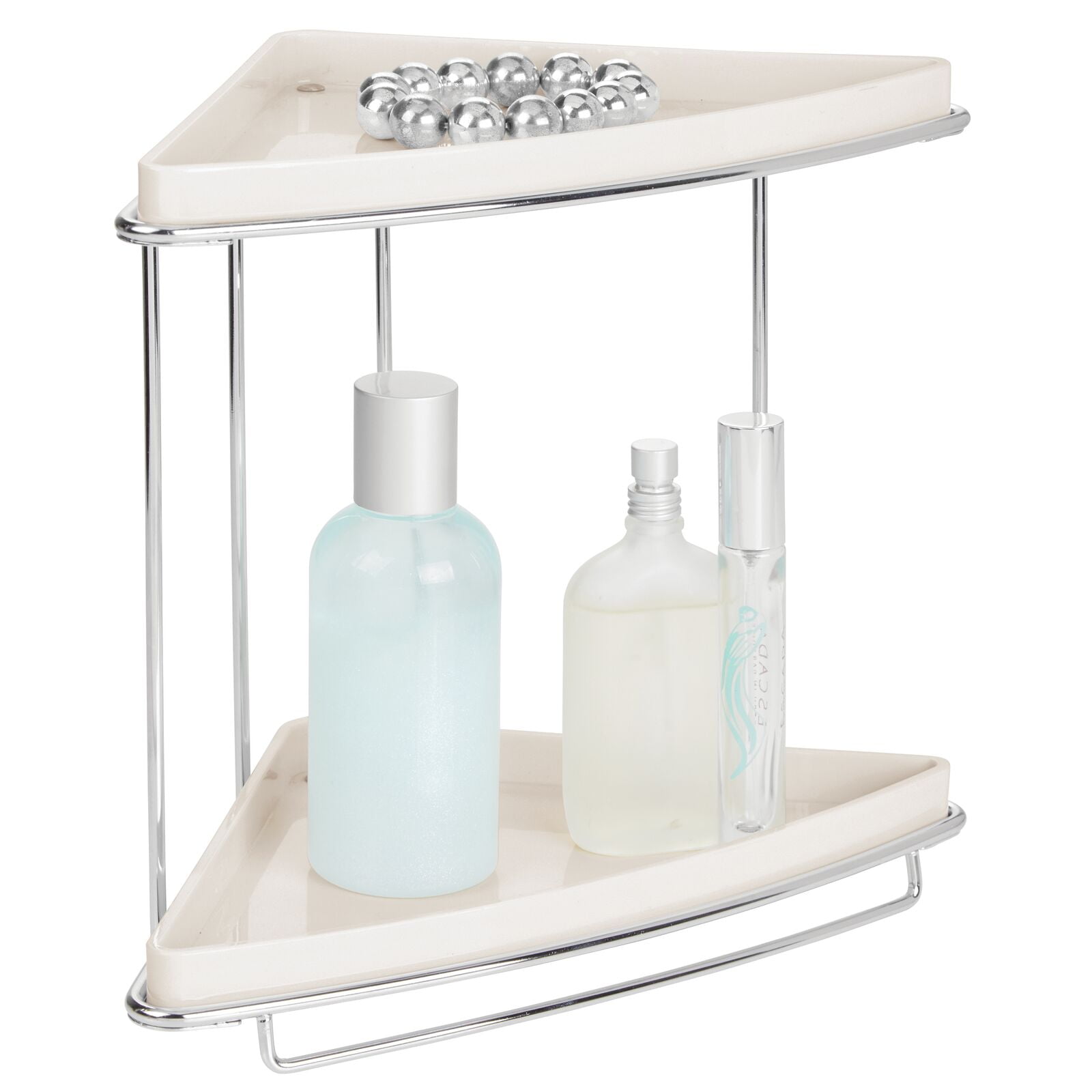 mDesign Steel/Plastic 2-Tier Bathroom Freestanding Organizer Shelf - Cream