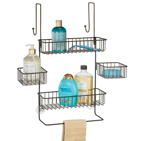 mDesign Steel Shower Caddy Hanging Rack Storage Organizer for Bathroom - Bronze
