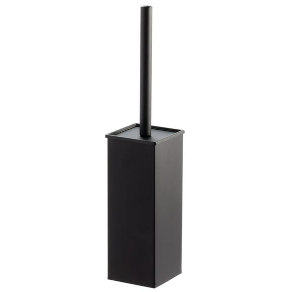 mDesign Steel Square Toilet Bowl Brush and Holder for Bathroom - Matte Black