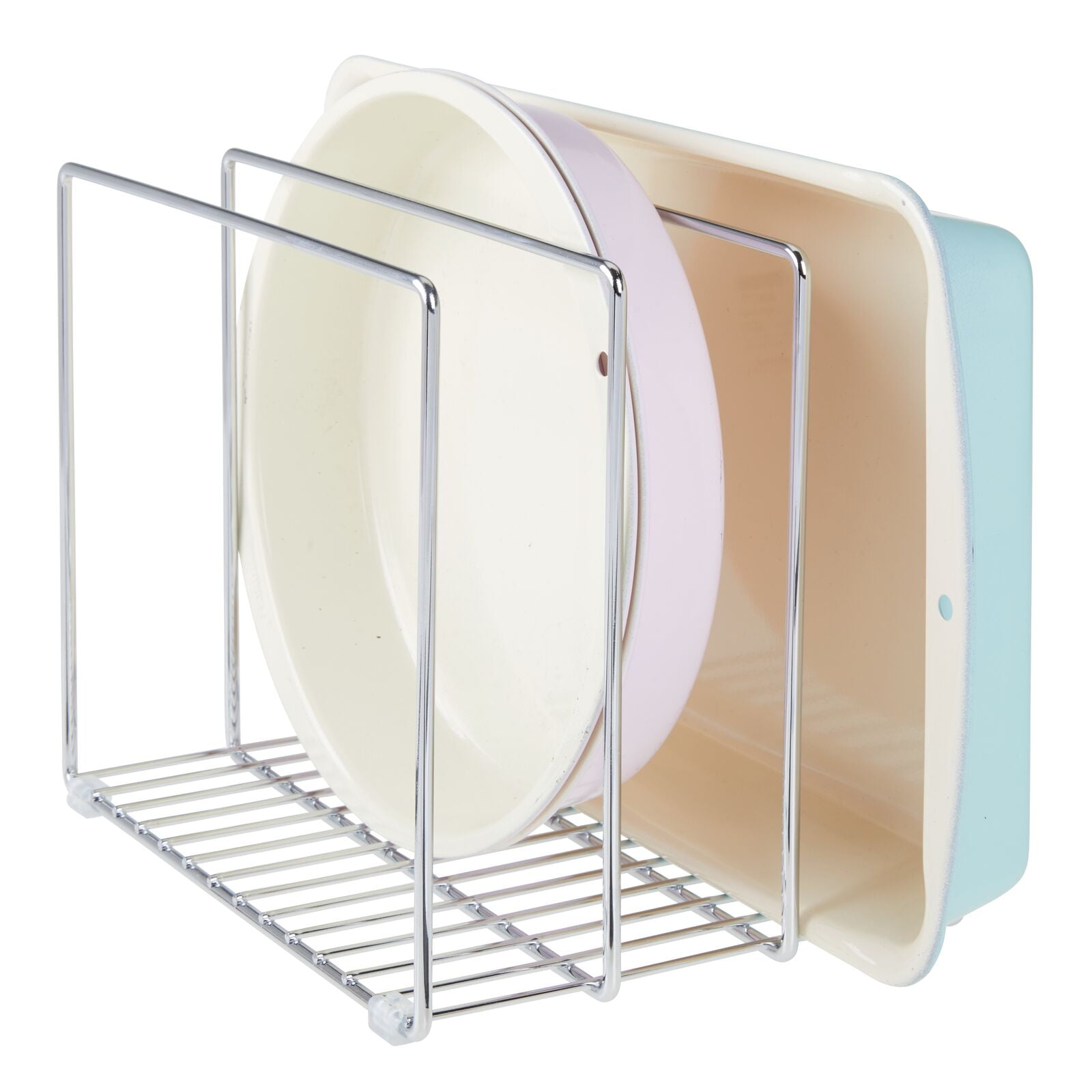 mDesign Organized Steel Storage Tray Divider Rack for Kitchen Cabinet ...