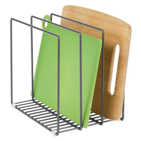 mDesign Steel Storage Tray Organizer Rack for Kitchen Cabinet - Graphite Gray