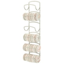 mDesign Steel Towel Holder for Bathroom Wall - Wall Mounted Organizer - Satin