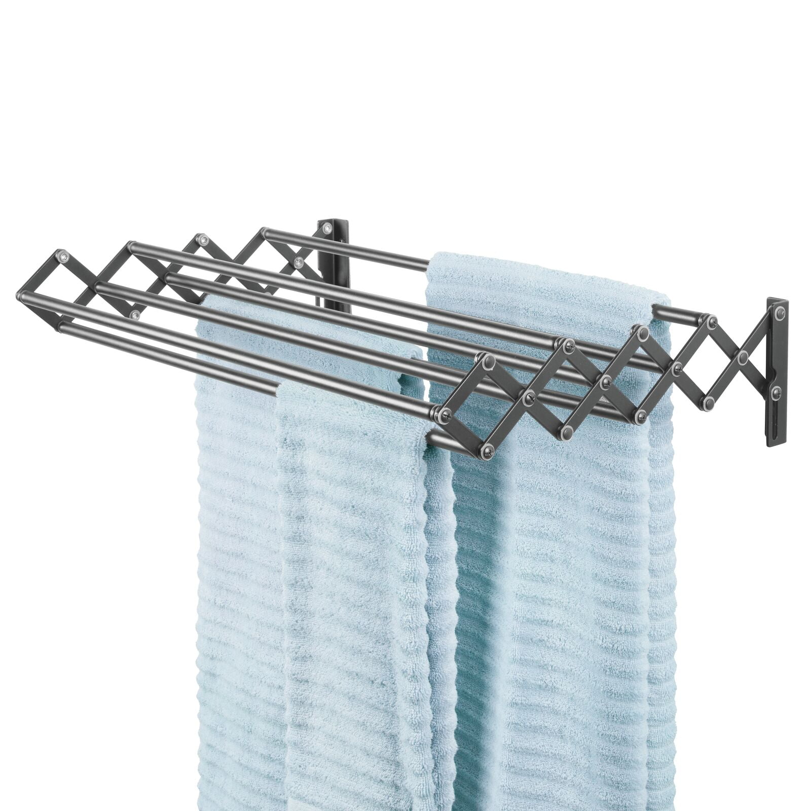 Graphite Gray Steel Wall Mount Accordion Clothes Drying Rack