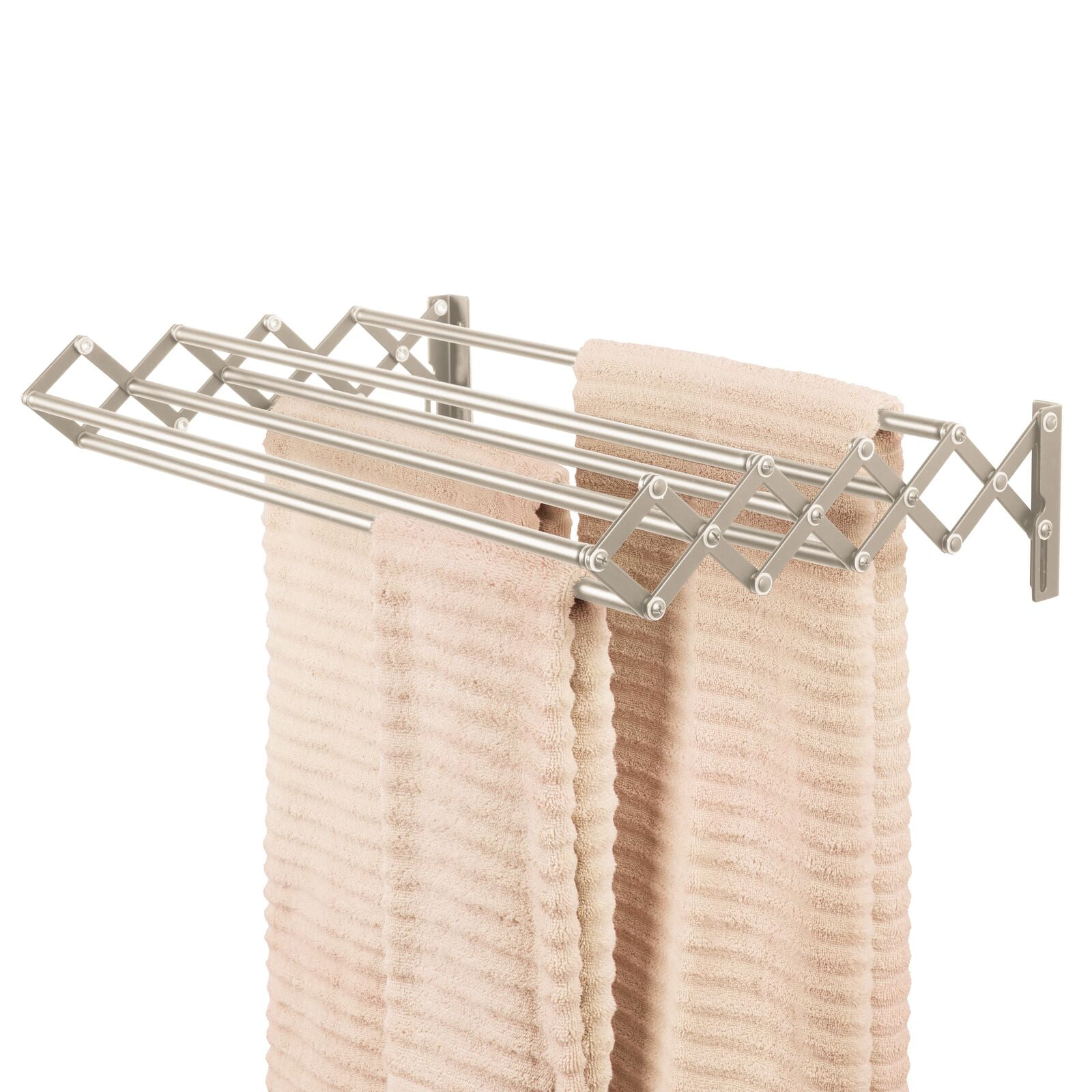 mDesign Steel Wall Mount Accordion Expandable Clothes Air Drying Rack