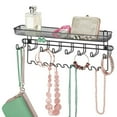 thumbnail image 1 of mDesign Steel Wall Mount Jewelry Organizer Rack with 8 Hooks/Basket, Black, 1 of 7