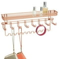thumbnail image 1 of mDesign Steel Wall Mount Jewelry Organizer Rack with 8 Hooks/Basket, Rose Gold, 1 of 7