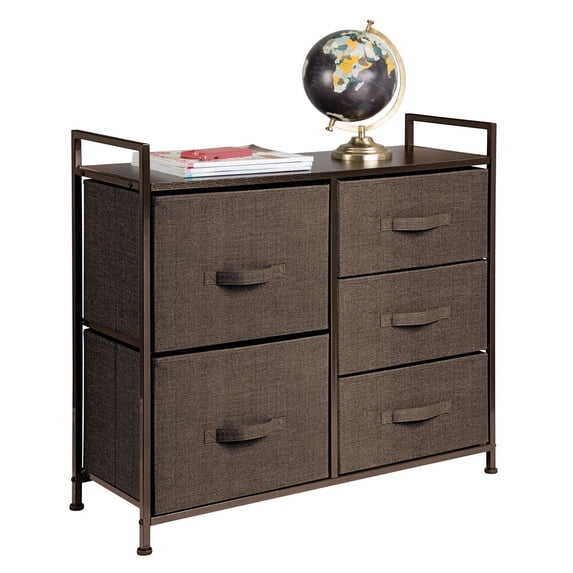 mDesign Storage Dresser Furniture, 5 Removable Fabric Drawers - Espresso Brown
