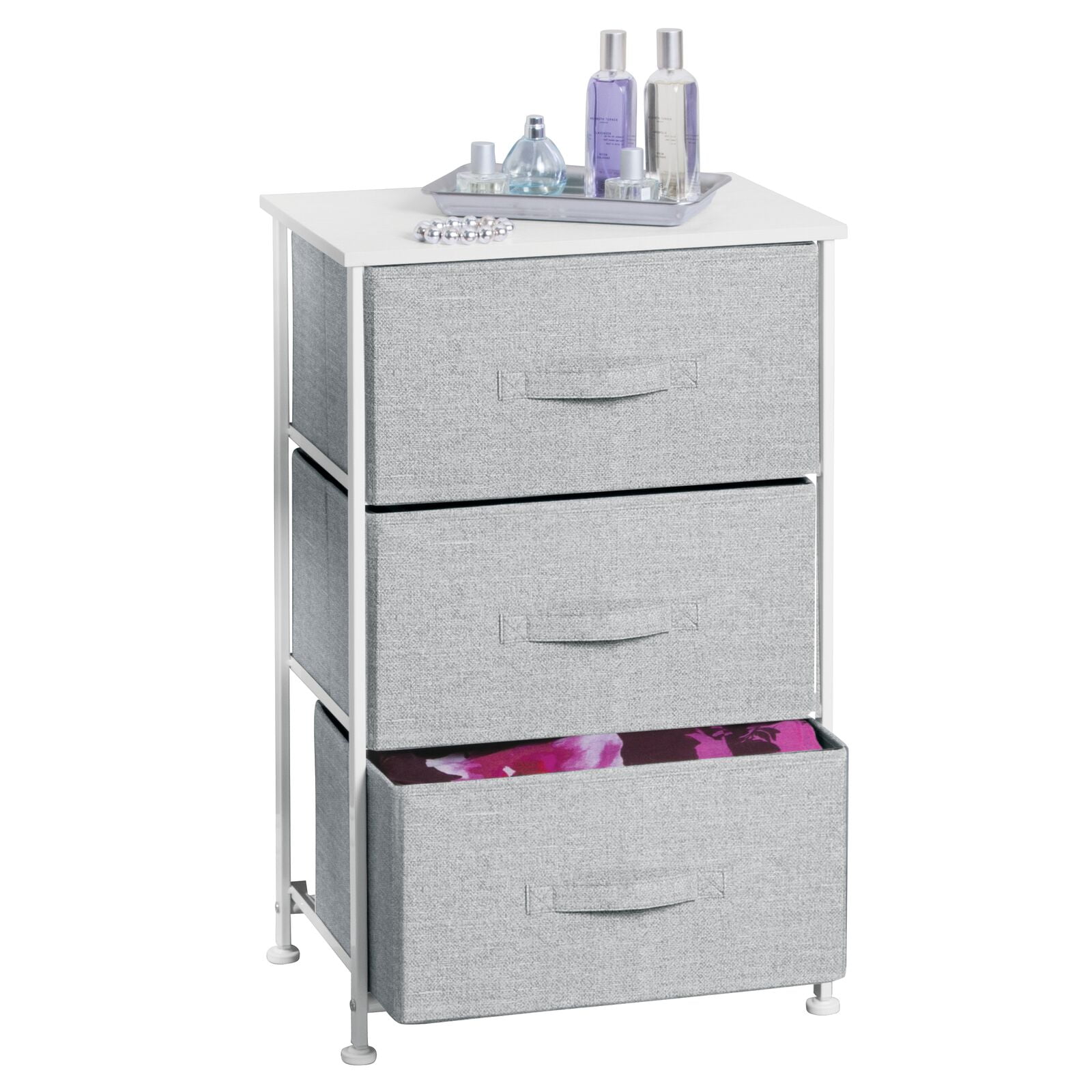 Home Basics Grey Storage Drawer Tower 9.25-in H x 6.8-in W x 5.25