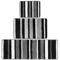 thumbnail image 1 of mDesign Striped Microfiber Bathroom Spa Mat Rugs/Runner, Set of 3 - Black/Gray, 1 of 9