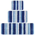 thumbnail image 1 of mDesign Striped Microfiber Bathroom Spa Mat Rugs/Runner, Set of 3 - Blue, 1 of 9
