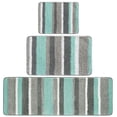 thumbnail image 1 of mDesign Striped Microfiber Bathroom Spa Mat Rugs/Runner, Set of 3 - Mint/Gray, 1 of 9