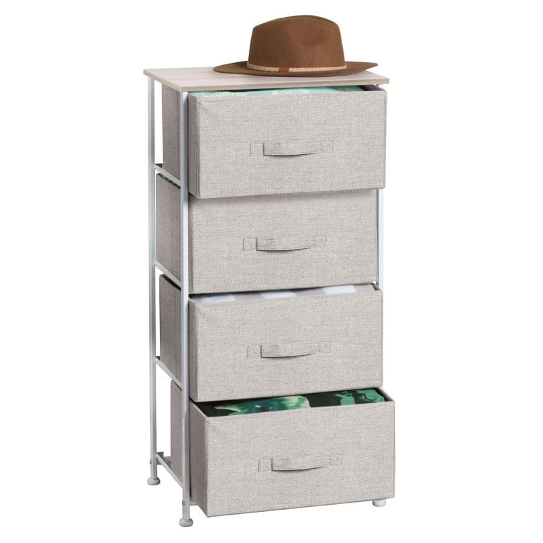 mDesign Slim Narrow Spaces Bedroom Tall Dresser Storage Tower, 4 Removable  Fabric Drawers - Linen/Tan - Walmart.com