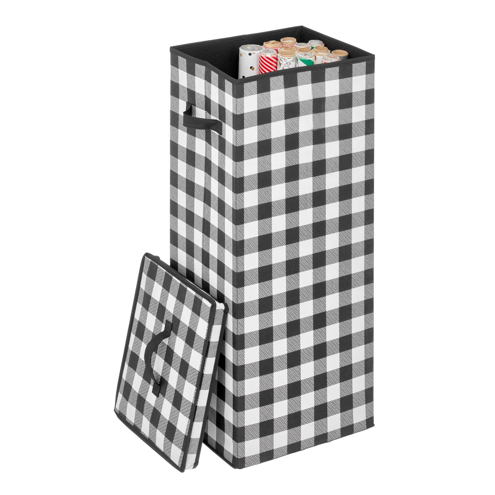 mDesign Tall GiftWrap Paper Storage Box Handles, Removable Lid
