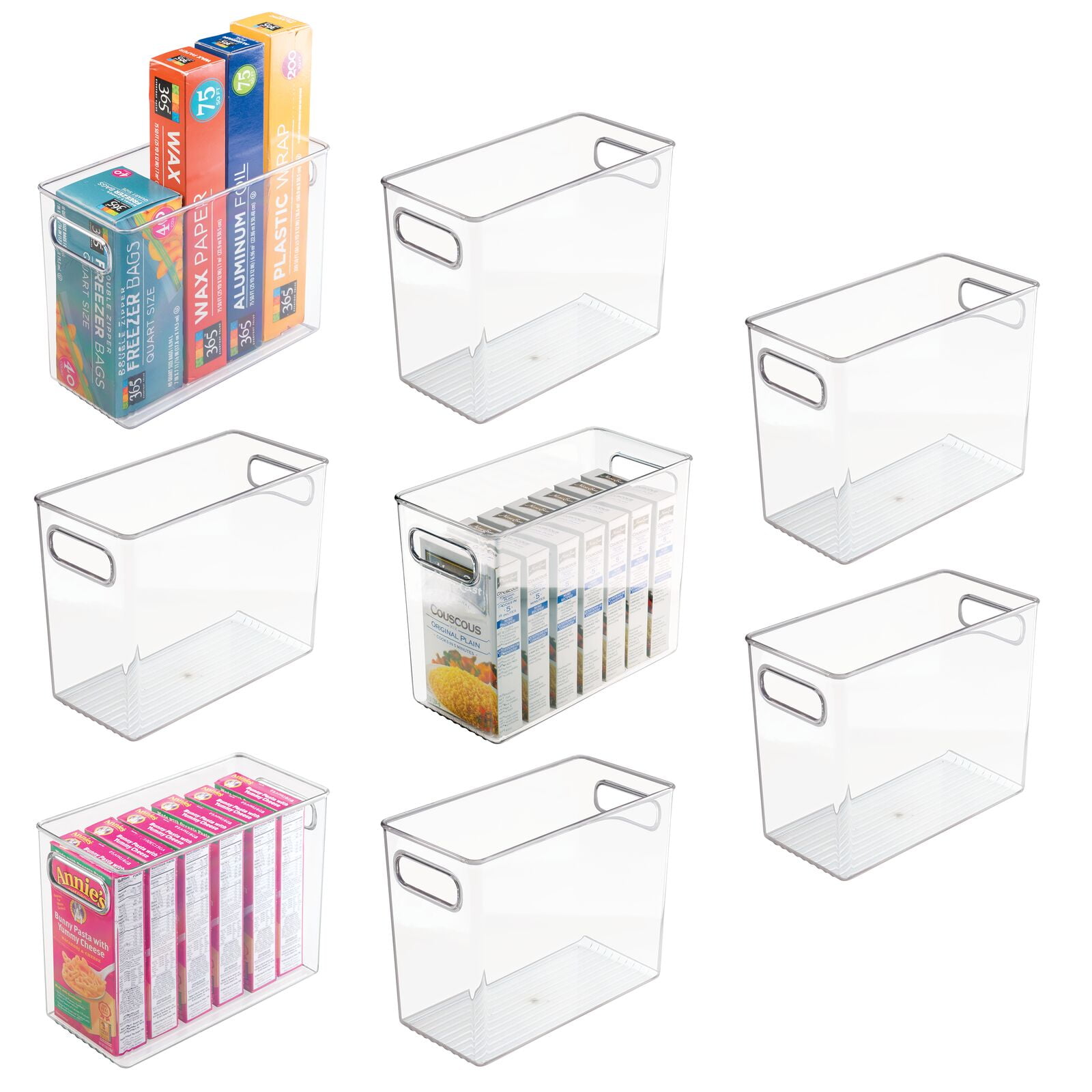 mDesign Tall Plastic Kitchen Food Storage Organizer Bin with Handles - Clear