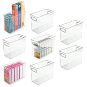 mDesign Tall Plastic Kitchen Storage Organizer Bin with Handles , 8 Pack, Clear