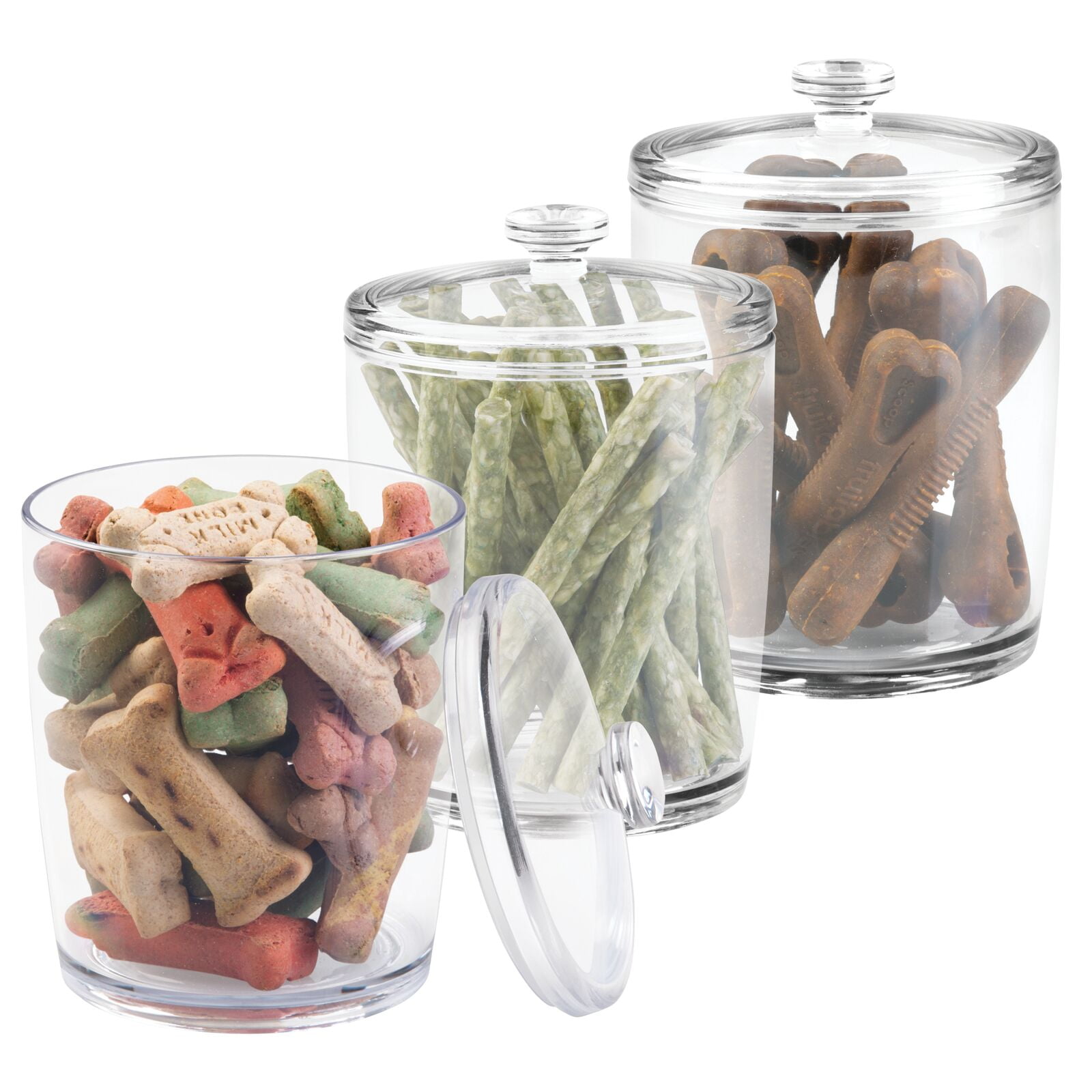 Plastic dog top treat containers